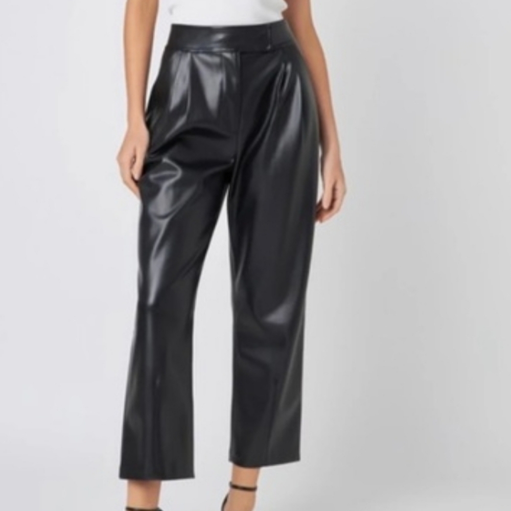 Black Vegan Leather Trousers